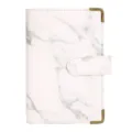 Elegante A6 PU-leren notebook-binder met marmerprint en gouden metalen hoeken - Losbladige Ringband Cover / Alleen Losse Hoes / Marmerwit