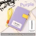 Lila A6 Notizbuch mit gelbem Band und Magnetverschluss für das tägliche Journaling - Rauchlila