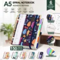 A5 Spiralnotizbuch mit Meeresmuster, 6 farbigen Trennblättern und abnehmbarem Lineal - A5 / Spaß Unterwasserwelt