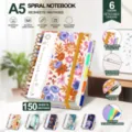 A5 Spiralnotizblock mit bunten Trennblättern, Stifthalter und Metall-Eckenschutz - A5 / Klassisch Retro Floral