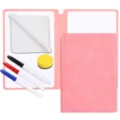 Kit taccuino portatile a lavagna bianca cancellabile rosa A5 con pennarelli, gomma e panno - 3 Penne + Panno + Gomma / Rosa