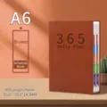 Agenda journalier A6 marron 365 jours avec onglets d'index colorés et 400 pages - Taille A6 / Marron