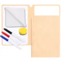Set quaderno lavagna bianca cancellabile A5 portatile con pennarelli e cancellino - 3 Penne + Panno + Gomma / Bianco avorio