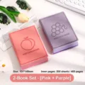 2er-Pack Notizbücher mit Fruchtmotiv in Rosa und Lila, 101x149mm, 200 Blatt/400 Seiten - Pfirsichrosa + Traubenlila