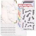 Weißes Marmor A6 PU-Leder Budget Binder Set mit Geldumschlägen und Kategorieaufklebern - Loseblatt-Budget-Planer-Set / 12 Bargeldumschläge + Zubehör / Marmorweiß