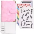 Rosa Marmor A6 PU Leder Budgetplaner mit Reißverschlusstaschen und Stickern - Loseblatt-Budget-Planer-Set / 4 Bargeldumschläge + Zubehör / Marmorrosa