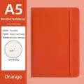 Orange A5 PU leather notebook with elastic closure band and 80g cream lined paper sheets - A5 (80 Sheets / 160 Pages) / Orange