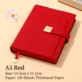Cuaderno de negocios A5 rojo con funda de cuero sintético y elegante cierre metálico - A5 Individual (300 Páginas) / Rojo