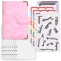Rosa Marmor A6 PU-Leder Budget Binder Set mit Reißverschlusstaschen und Aufklebern. - Loseblatt-Budget-Planer-Set / 8 Bargeldumschläge + Zubehör / Marmorrosa