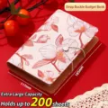 Floral fabric print cash storage binder with elastic strap and large 200-sheet capacity - Pink Floral Strap Style / 200 Pages/Pack