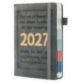 Agenda anglais 2027 gris avec fermeture élastique et onglets d'indexation colorés - A5 Marquage à Chaud 2027 / Gris