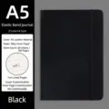 Minimalist black A5 notebook with elastic closure band and 80g cream lined paper - A5 (80 Sheets / 160 Pages) / Black