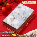 Elegant blue floral fabric budget binder with an elastic strap for 200 cash sheets - Blue Floral Strap Style / 200 Pages/Pack