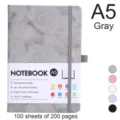 Professional gray marble A5 notebook with elastic strap and 200 pages of eye protection paper - A5 / Gray