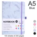 A5 size marble pattern business notebook with elastic strap in sky blue color - A5 / Blue