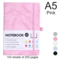 A5 pink marble texture notebook with elastic strap and 200 pages of eye protection paper - A5 / Pink