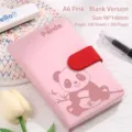 A6 Rosa Panda Notizbuch mit roter Schnalle und 100 Blankoblättern - A6 / Blanko-Stil / Rosa