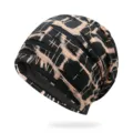Gorro slouchy negro de moda con patrón de rayas para hombre y mujer al aire libre - Talla única / Estilo de Línea en S / Rosa