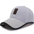 Gorra de béisbol de malla blanca transpirable con visera negra alargada y parche - Ajustable (Para 56-60cm) / Estilo Avatar-Blanco