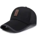 Gorra de béisbol deportiva negra con visera extendida y panel de malla transpirable - Ajustable (Para 56-60cm) / Estilo Avatar-Negro