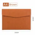 A4 size brown faux leather document folder for professional business office storage - Water Wave / A4 / Brown