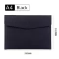 Durable A4 size black business file folder with large capacity and leather finish - Water Wave / A4 / Black