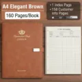 Professionelles braunes A4-Ringbuch für VIP-Registrierung mit Gelstift und 160 Seiten - 160 Seiten (Inklusive 1 Gelschreiber) / A4 Größe / Elegantes Braun