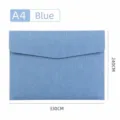 A4 blue leather document bag for office organization with envelope flap closure - Water Wave / A4 / Blue