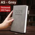 Carnet A5 gris en cuir épaissi avec 200 pages pour les affaires et l'école en 2025 - A5-200 Pages / Gris