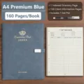 Professionelles blaues A4 VIP-Registrierungsbuch aus Leder mit 160 Seiten für Kunden. - 160 Seiten (Inklusive 1 Gelschreiber) / A4 Größe / Königsblau