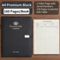 Professionelles schwarzes A4-VIP-Kundenregistrierungsbuch mit 160 Seiten und einem Gelstift - 160 Seiten (Inklusive 1 Gelschreiber) / A4 Größe / Hochwertiges Schwarz
