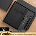 Set regalo agenda 2026 A5 con penna firma e ricarica in elegante confezione regalo nera - Set regalo / A5 / Nero brillante