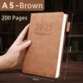 Carnet A5 marron en similicuir édition 2025 avec 200 pages épaissies pour bureau - A5-200 Pages / Kaki
