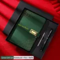 Set regalo taccuino A5 in PU verde con design a cielo stellato e penna - Set regalo / Verde