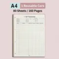 A4 Loseblatt-Ersatzpapier für VIP-Kundenregister mit 80 Blättern und 160 Seiten Umfang - Ersatz-Innenkern (80 Blatt 160 Seiten) / A4 Größe / Gebrochenes Weiß