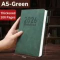 Carnet de notes A5 vert en similicuir avec 200 pages épaissies et boucle pour stylo - A5-200 Pages / Vert Algue