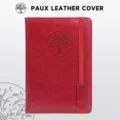 Dettaglio della copertina rossa in ecopelle per taccuino A5 con design ad albero inciso. - A5 / Rosso