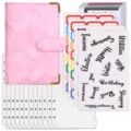 A6 Budgetplaner aus PU-Leder mit Marmormuster, Reißverschlusstaschen und Stickern - Loseblatt-Budget-Planer-Set / 12 Bargeldumschläge + Zubehör / Marmorrosa
