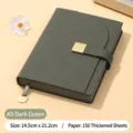 Cuaderno A5 verde oscuro, diseño de negocios con textura de grano y cierre de hebilla - A5 Individual (300 Páginas) / Verde Oscuro