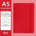 Professional Red A5 Lined Notebook with PU Leather Cover and Elastic Closure Strap for Office Use - A5 (80 Sheets / 160 Pages) / Red