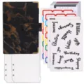 A6 Budget-Binder-Set aus schwarzem Marmor-PU-Leder mit Etiketten und Reißverschlusstaschen - Loseblatt-Budget-Planer-Set / 2 Bargeldumschläge + Zubehör / Schwarzer Marmor
