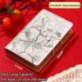 Floral fabric printed budget binder with elastic strap closure, large 200-sheet capacity - Green Floral Strap Style / 200 Pages/Pack