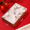 Floral fabric money saving binder with elastic strap for large capacity cash storage - Light Brown Floral Strap Style / 200 Pages/Pack