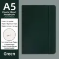Dark green A5 PU leather notebook with elastic band and 80 sheets cream paper - A5 (80 Sheets / 160 Pages) / Green