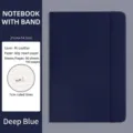 Premium navy blue A5 PU leather notebook with elastic closure and 160 lined pages - A5 (80 Sheets / 160 Pages) / Dark Blue