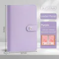 Taro purple PU leather budget binder for cash saving with 50 inner pockets - Purple Leather Button Style