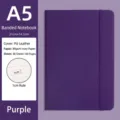 Elegant purple A5 notebook featuring a PU leather cover and secure elastic band closure - A5 (80 Sheets / 160 Pages) / Purple