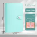 Summer Cyan leather budget binder organizer with button closure and 50 inner pages - Cyan Leather Button Style