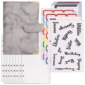 A6 Budget Binder Set aus PU-Leder mit grauem Marmormuster und Zubehör - Loseblatt-Budget-Planer-Set / 8 Bargeldumschläge + Zubehör / Marmorgrau