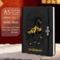 2026 Horse Year A5 schedule planner with black cover and decorative Chinese knot - 中国结横线本 / A5规格200页 / Starry Black